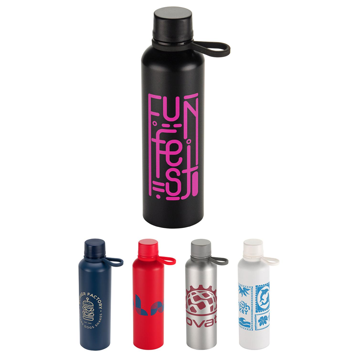 Avento 25 oz Recycled Aluminum Bottle with Silicone Loop-1