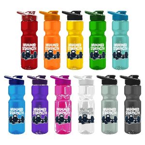 Tandem 28oz Recycled Transparent Bike Bottle w/Drink-thru Lid-1