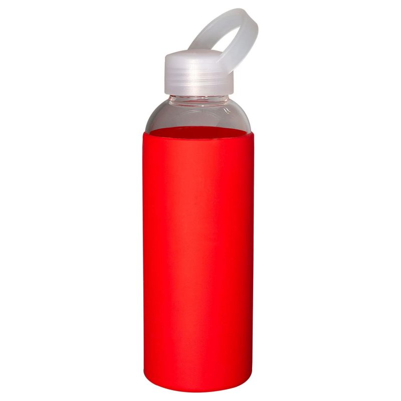 18 oz Glass Bottle With Color Silicone Sleeve-4
