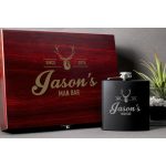 Black Flask Set in Rosewood Box-2