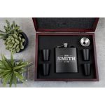 Black Flask Set in Rosewood Box-1