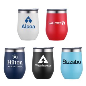 12 Oz. Double Wall Wine Mug w/Clear Lid-1