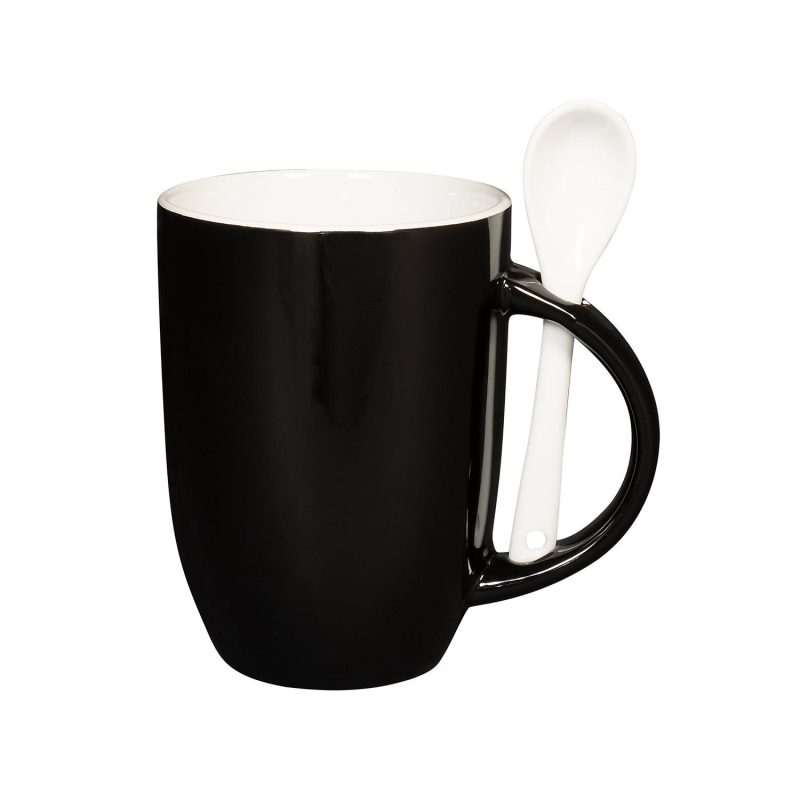 12 oz Dapper Ceramic Mug With Spoon-2