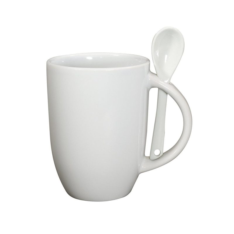 12 oz Dapper Ceramic Mug With Spoon-5