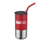 16 Oz. Double Wall Tumbler w/Silicone Sip Steel Straw-5