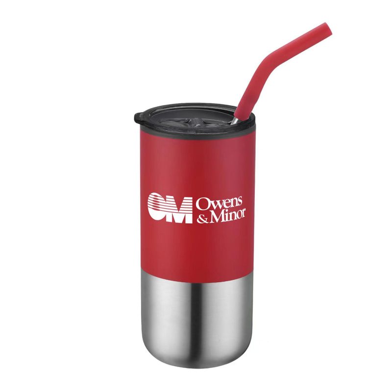 16 Oz. Double Wall Tumbler w/Silicone Sip Steel Straw-5