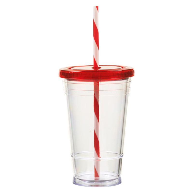 16 oz Slurpy with Colored Lid & Striped Straw Tumbler-8
