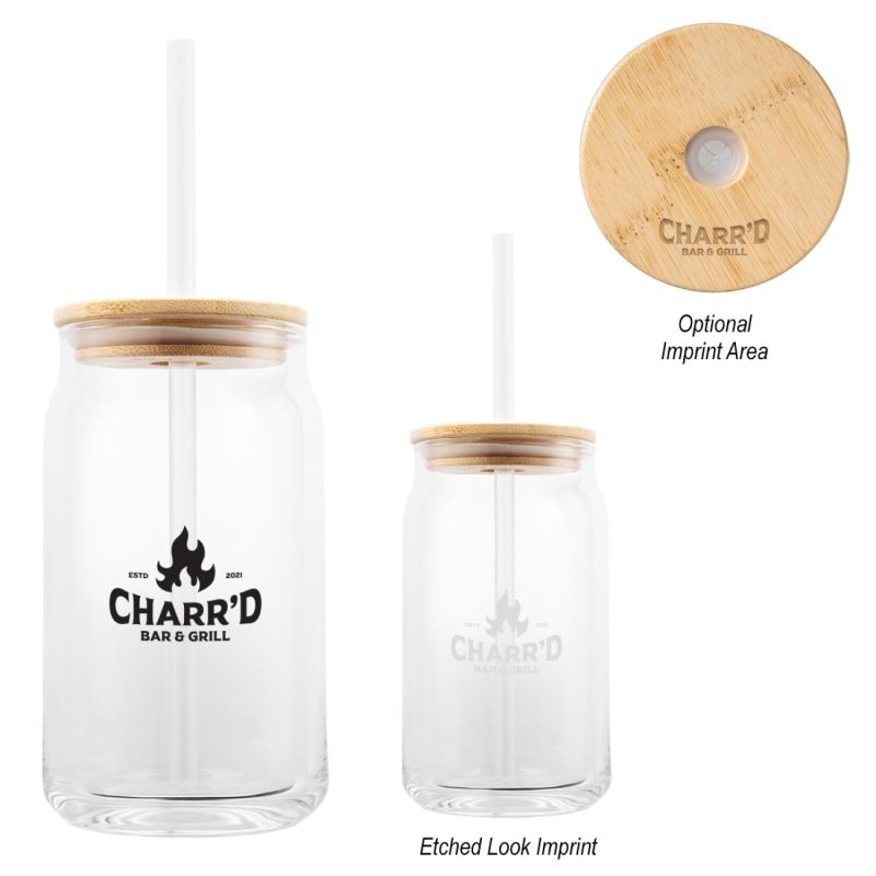 17 Oz. Soda Lime Glass Can With Bamboo Lid-1
