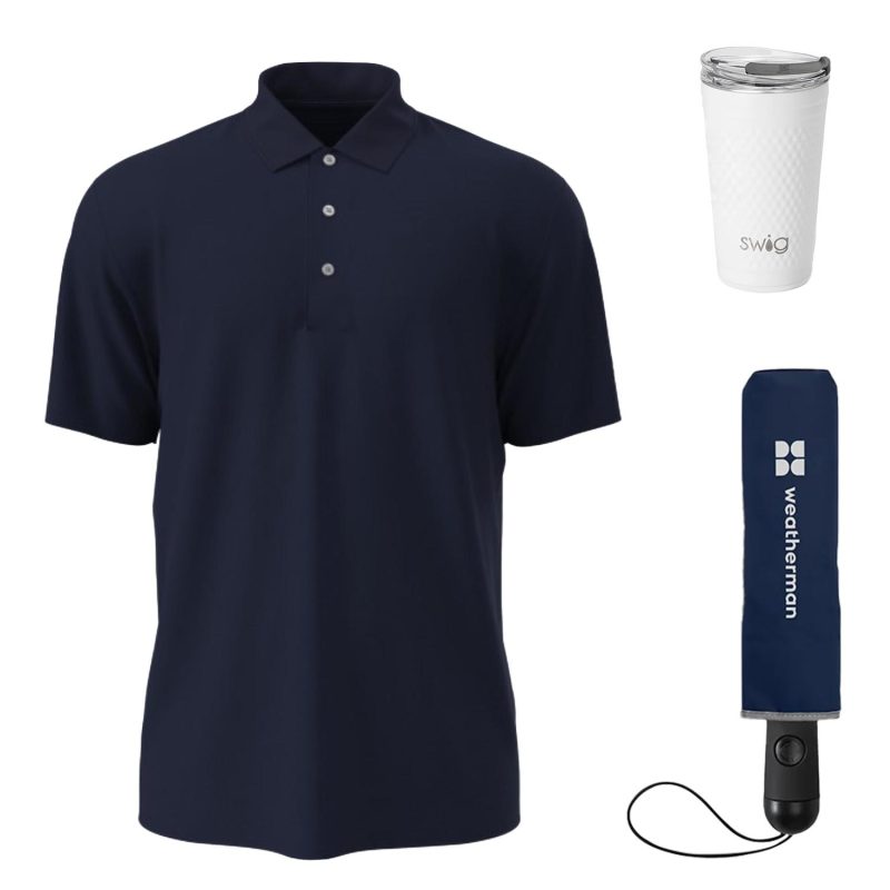 PGA TOUR® Golf Polo & Weatherman® Umbrella Gift Set-4