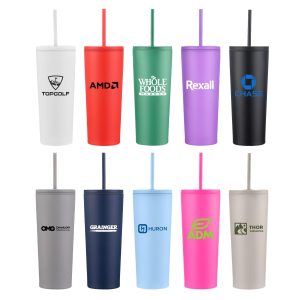 24 Oz. Double Wall Mug with Straw-1