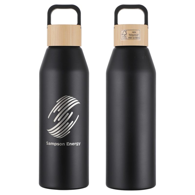 Clive 24 oz Recycled Aluminum Bottle with Bamboo Lid-3