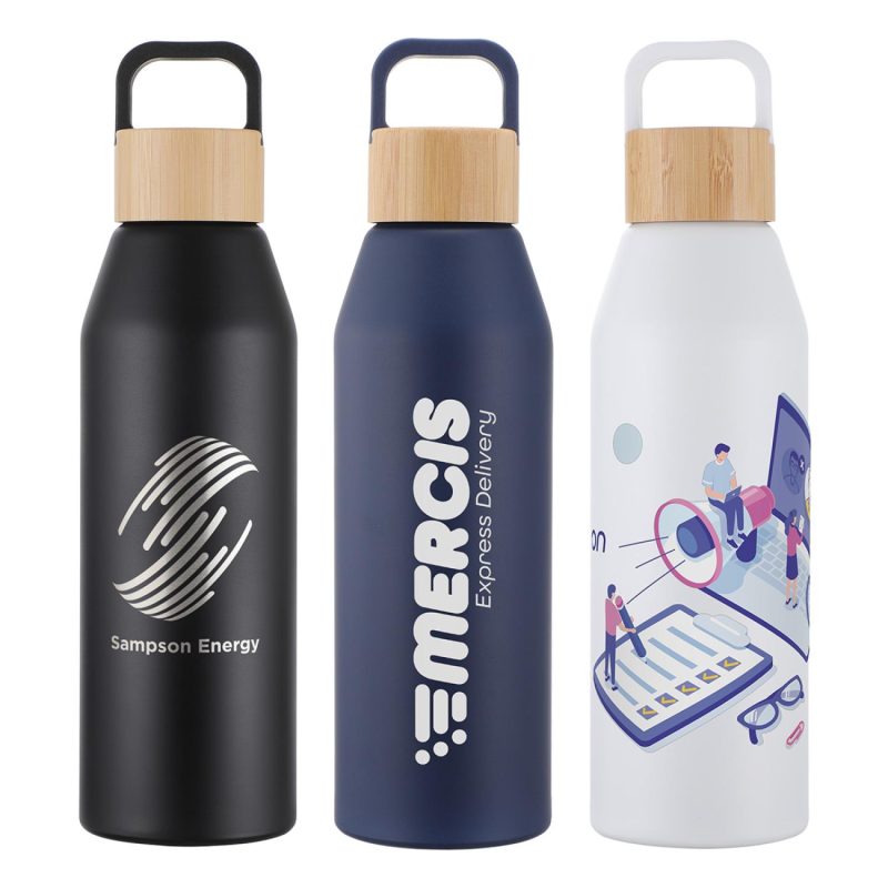 Clive 24 oz Recycled Aluminum Bottle with Bamboo Lid-1