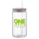 Doto 18 oz Glass Jar w/ Straw & Bamboo Lid-1