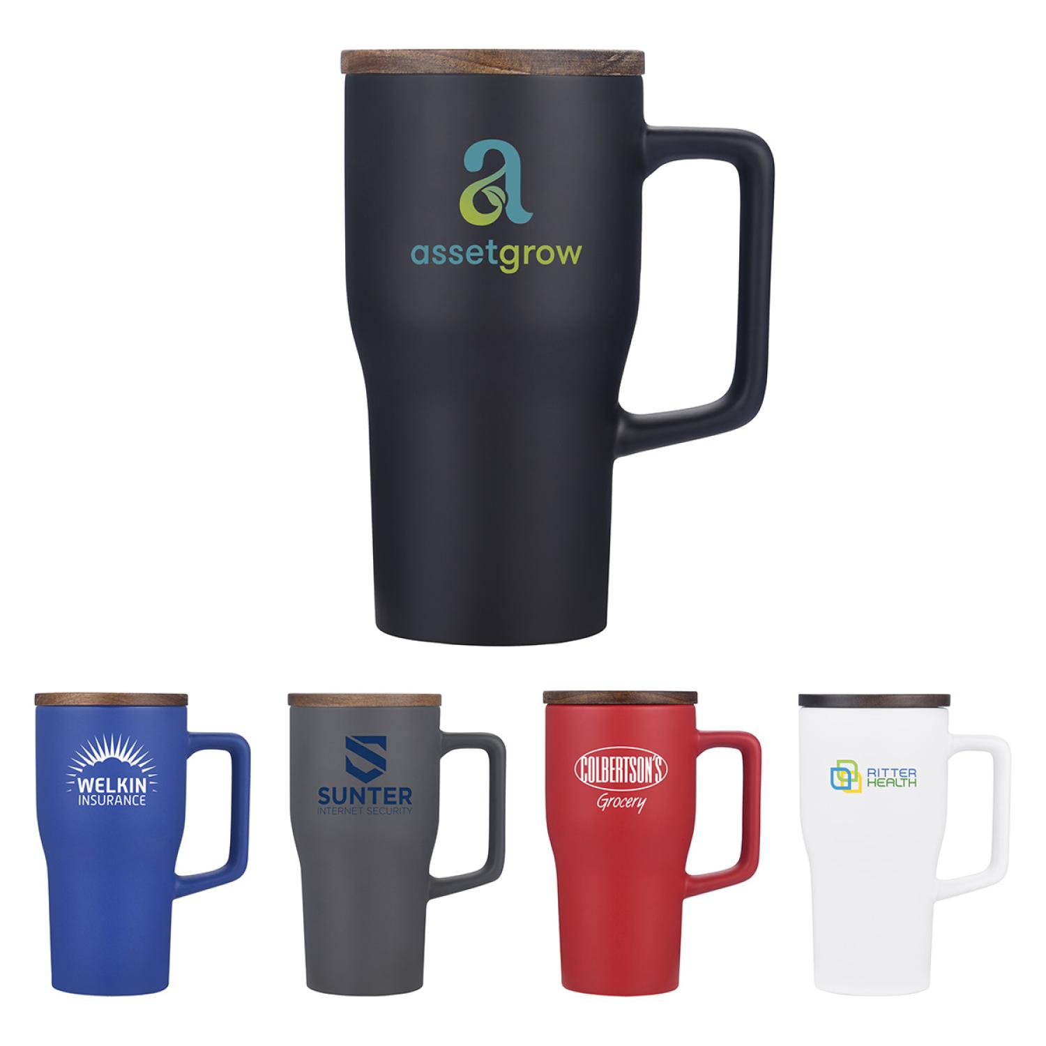 Element 18 oz Ceramic Mug w/ Wood Lid-1