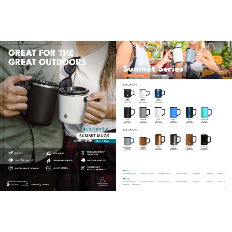 Elemental® Summit 12oz Stainless Steel Camp Mug with Shatter-free Lid-2