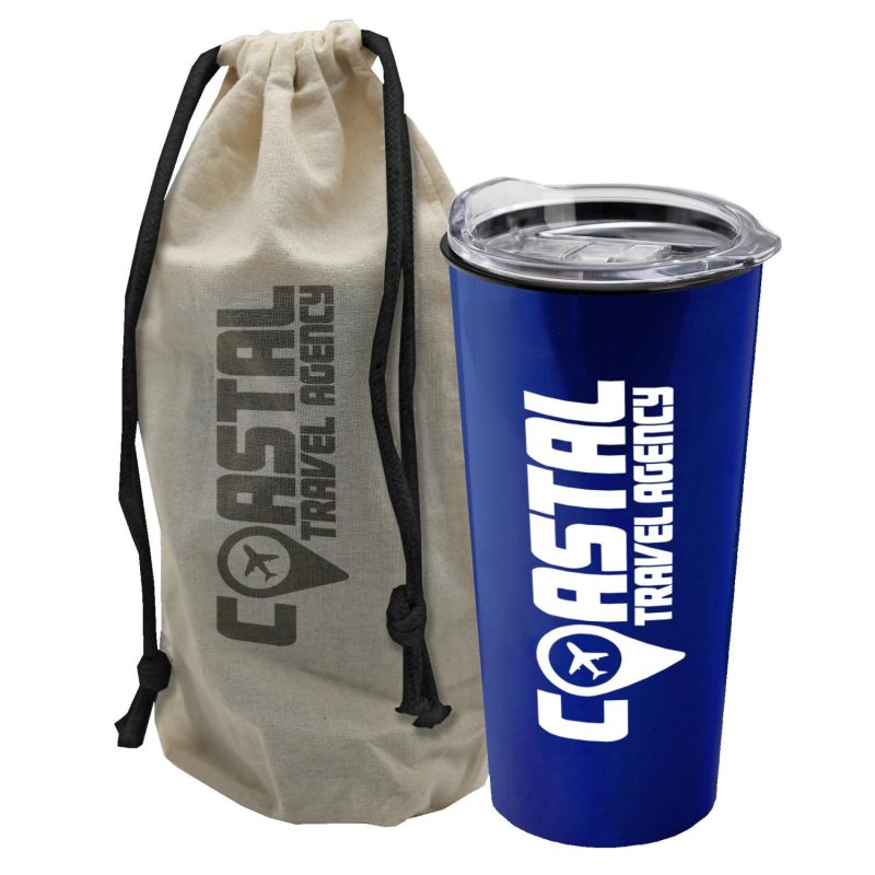 Garyline® Explore Tumbler with Slider Lid in a Cotton Bag - 18 oz.-2