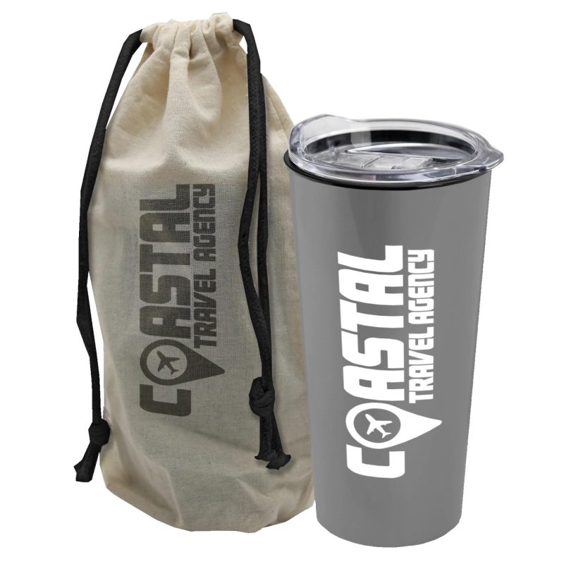 Garyline® Explore Tumbler with Slider Lid in a Cotton Bag - 18 oz.-3
