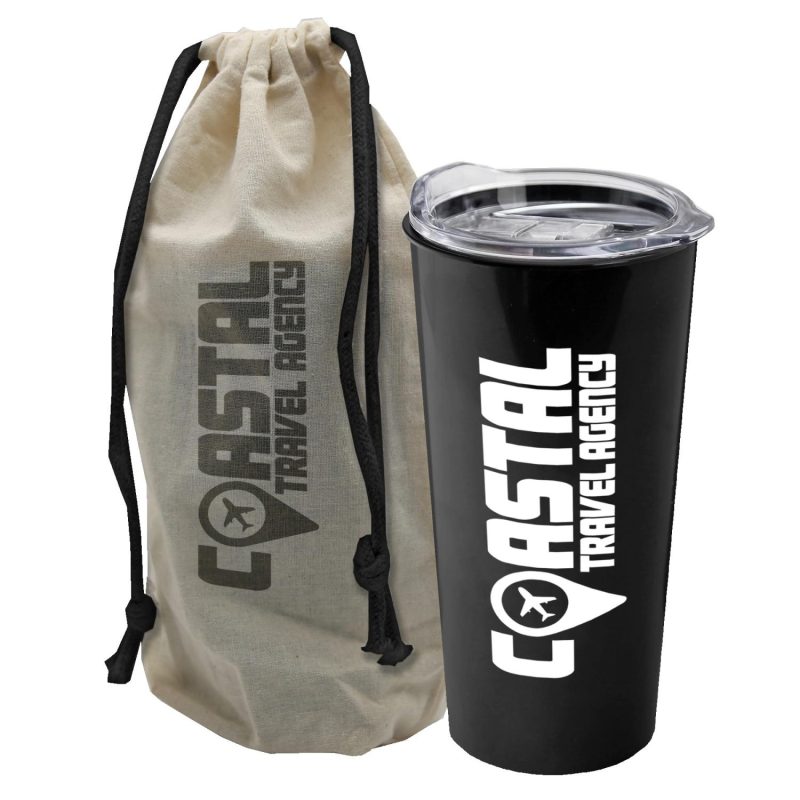 Garyline® Explore Tumbler with Slider Lid in a Cotton Bag - 18 oz.-1