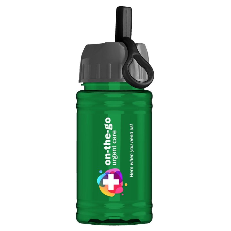 Garyline® Mini RPET Bottle with Ring-Straw Lid - 16 oz.-4