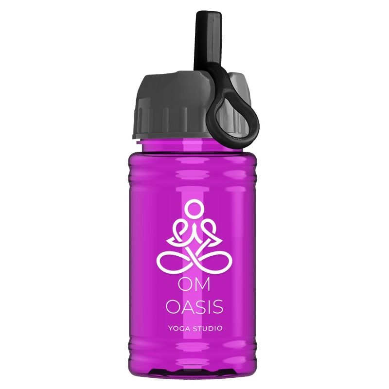 Garyline® Mini RPET Bottle with Ring-Straw Lid - 16 oz.-5