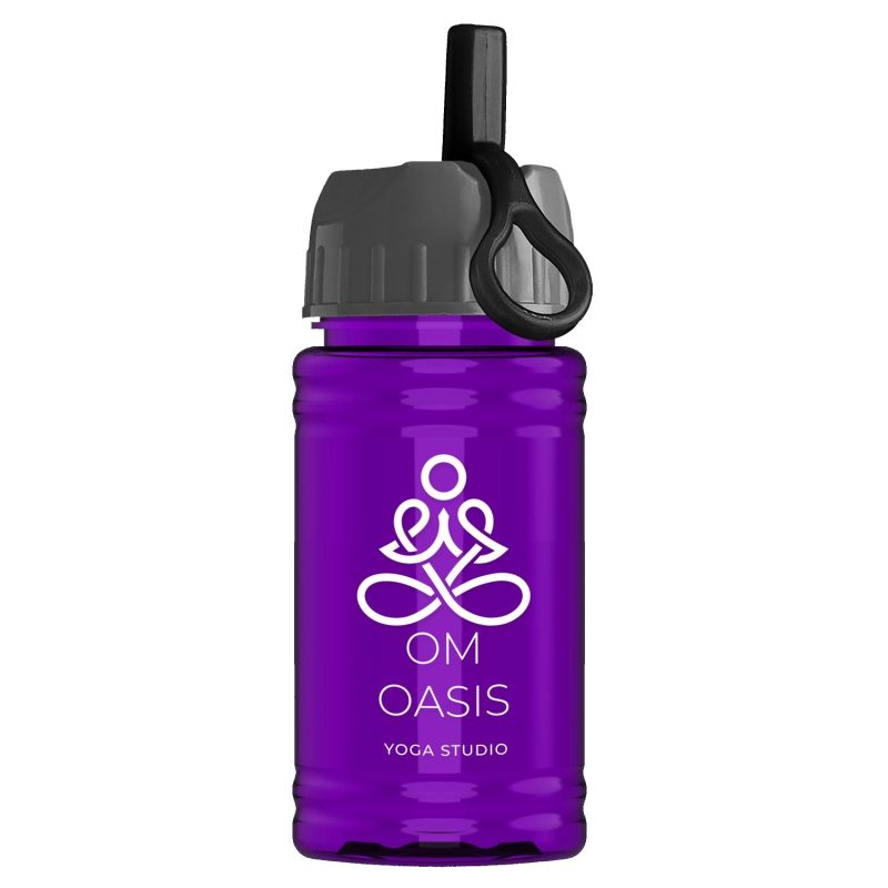 Garyline® Mini RPET Bottle with Ring-Straw Lid - 16 oz.-7