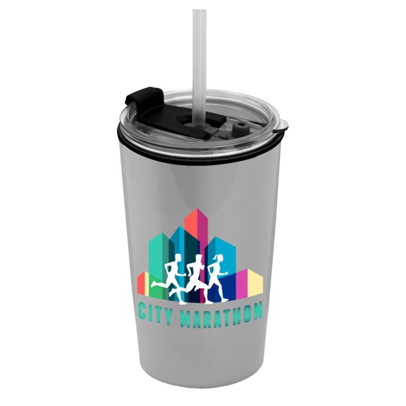 Garyline® Sentinel Metallic Acrylic Tumbler with 2-in-1 Lid with Straw - 14 oz.-4