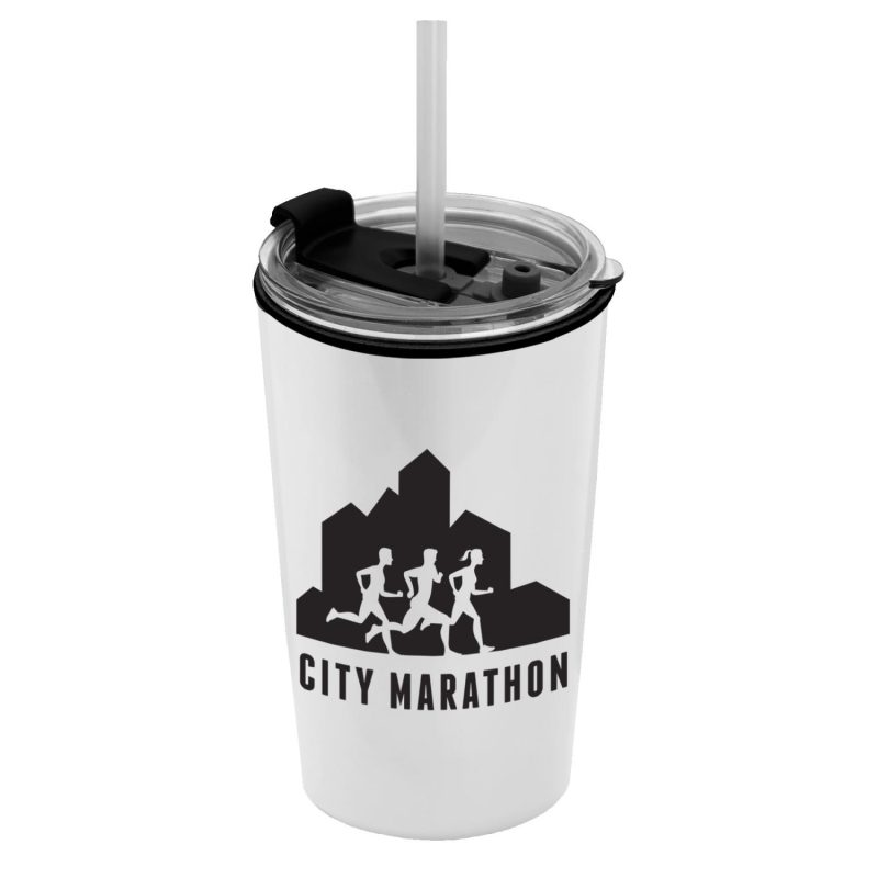 Garyline® Sentinel Metallic Acrylic Tumbler with 2-in-1 Lid with Straw - 14 oz.-5
