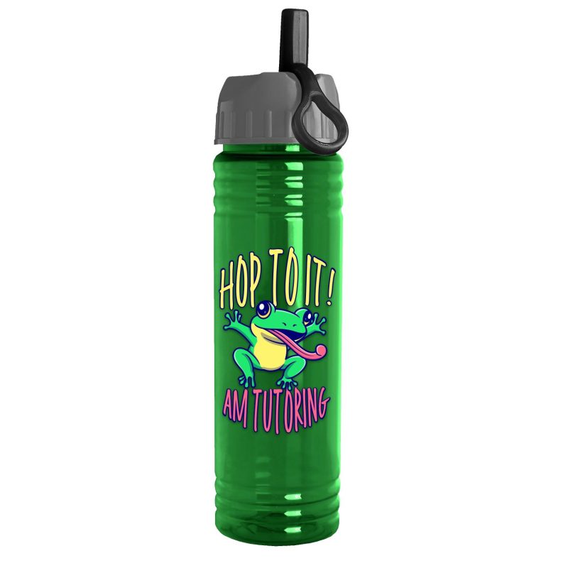 Garyline® Slim Fit RPET Bottle with Ring-Straw Lid - 24 oz.-4