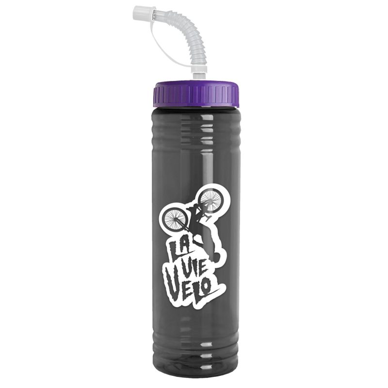 Garyline® Slim Fit RPET Bottle with Straw Lid - 24 oz.-4