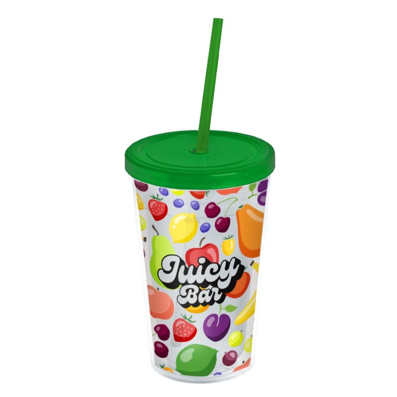 Garyline® Transparent Tumbler with Straw Lid and Full-Color Insert - 16 oz.-4