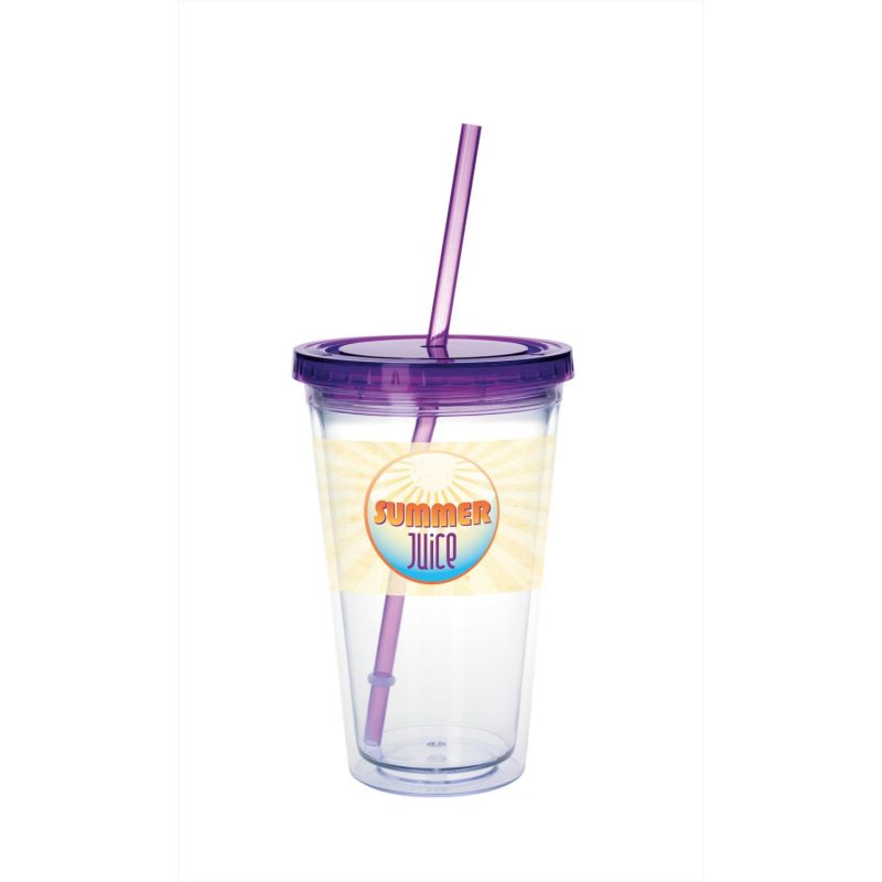 Good Value™ Clear Tumbler with Colored Lid - 18 oz.-1
