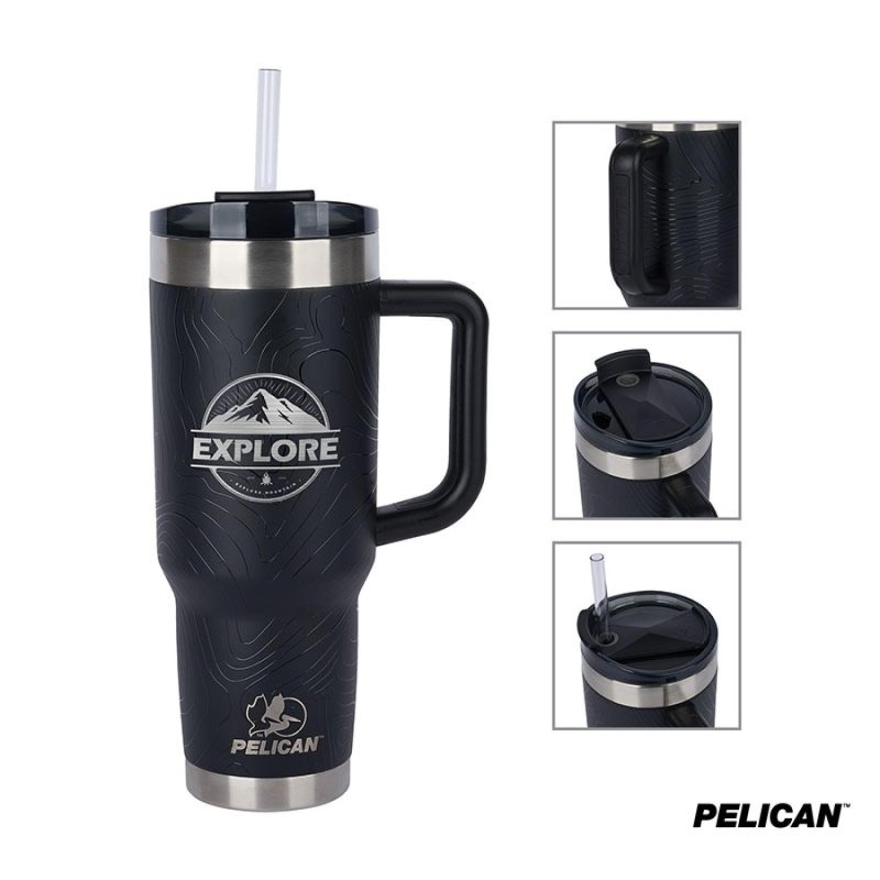 Pelican Porter 40 oz. Topographical Recycled Double Wall Stainless Steel Travel Tumbler-1