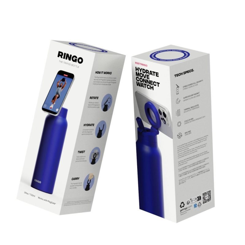 RINGO Pro Water Bottle with Magnetic Booster Ring - 24 Oz. - Blue-10