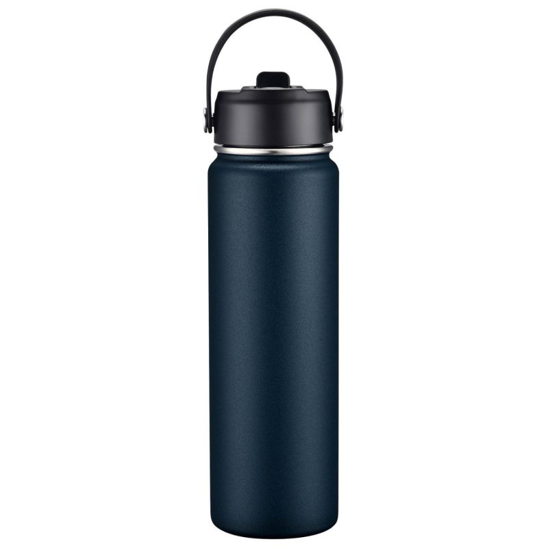 27oz. Stainless Steel Thermal Water Bottle with Flip Straw & Silicone Base-10