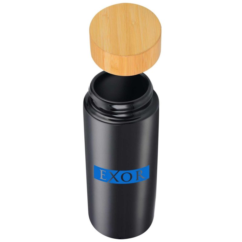 10oz. Double-Wall Ceramic Bottle with Bamboo Screw-Top Lid-4