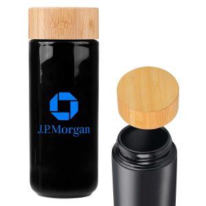 10oz. Double-Wall Ceramic Bottle with Bamboo Screw-Top Lid-1