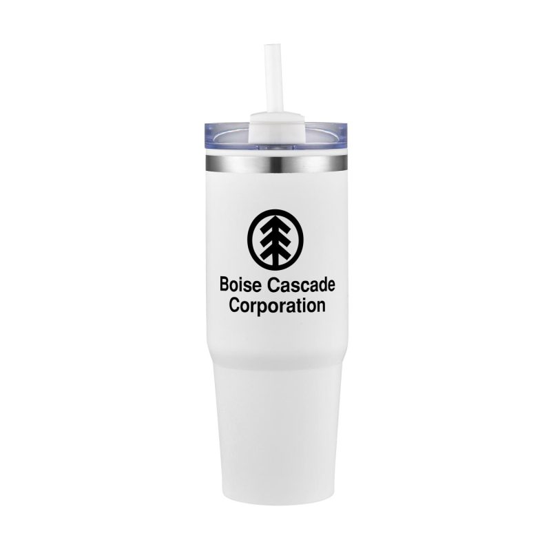 30 Oz. Dual Wall Stainless Steel Tumbler w/Clear Lid-4