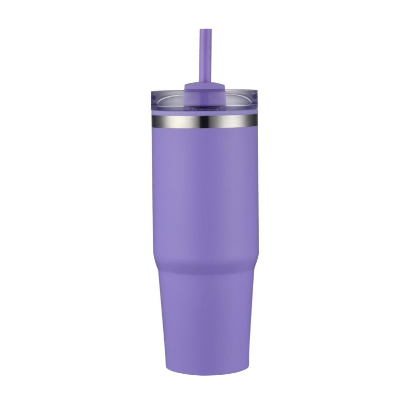 30 Oz. Dual Wall Stainless Steel Tumbler w/Clear Lid-5