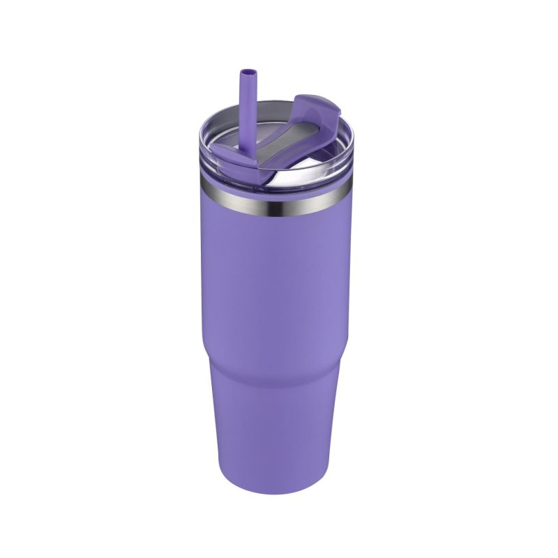 30 Oz. Dual Wall Stainless Steel Tumbler w/Clear Lid-6