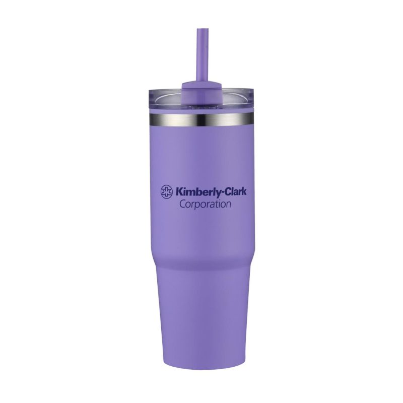 30 Oz. Dual Wall Stainless Steel Tumbler w/Clear Lid-7