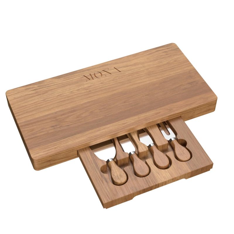 Monroe Cutting Board And Cheese Knife Set-3