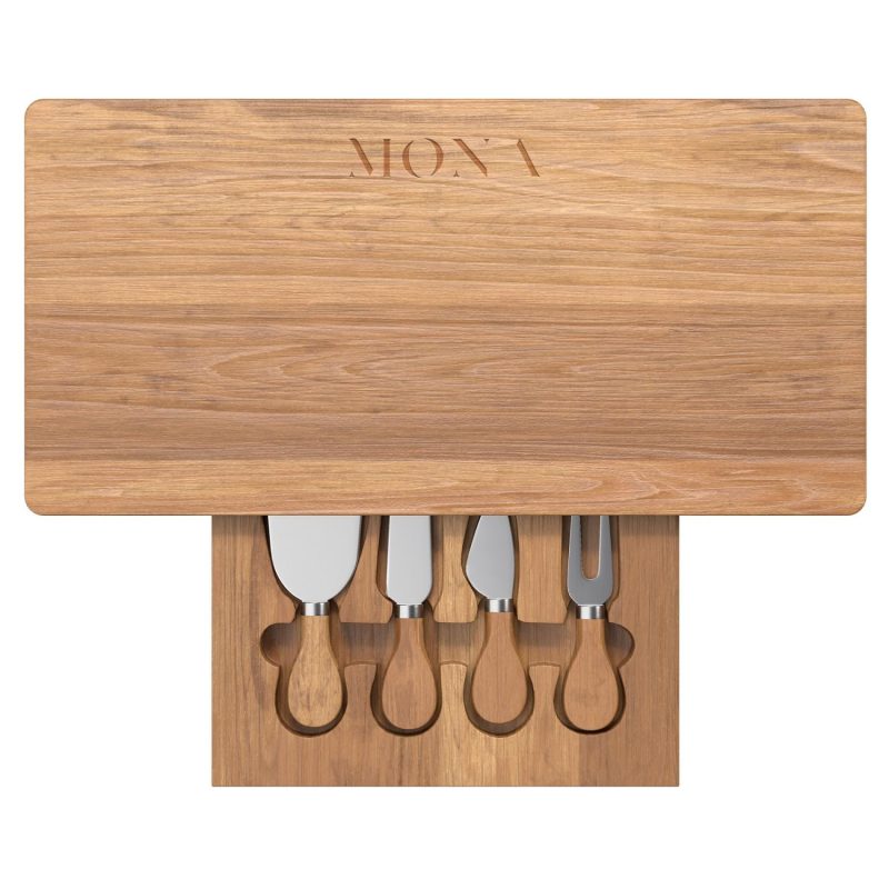 Monroe Cutting Board And Cheese Knife Set-4