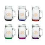 16 oz Mason Jars with Handles with Color Bottom-1
