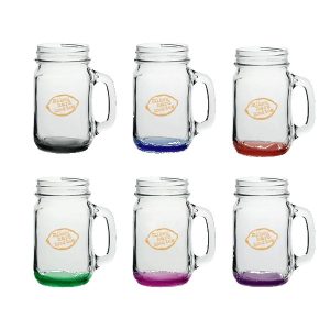 16 oz Mason Jars with Handles with Color Bottom-1