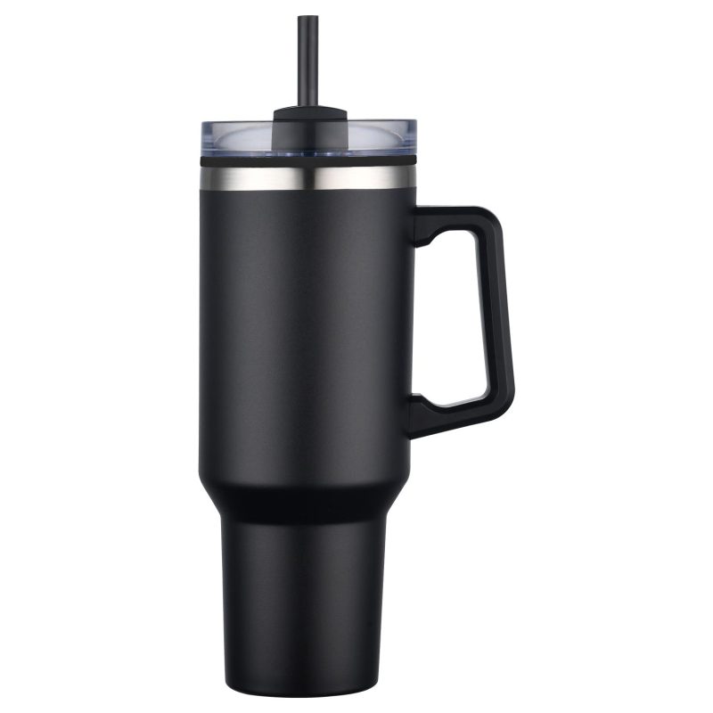 40 oz. PP Lined Double Wall Tumbler with Handle & Straw-4
